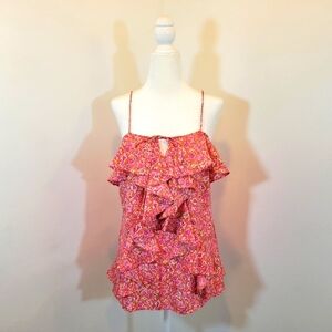 NWOT Banana Republic Silk Floral Ruffle Pink Top